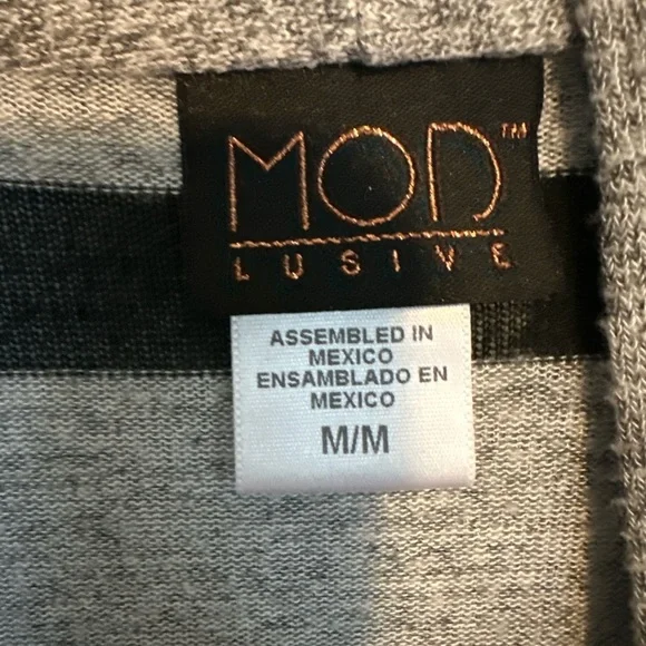 Black and Gray Open Front Cardigan Sweater - Picture 3 of 3